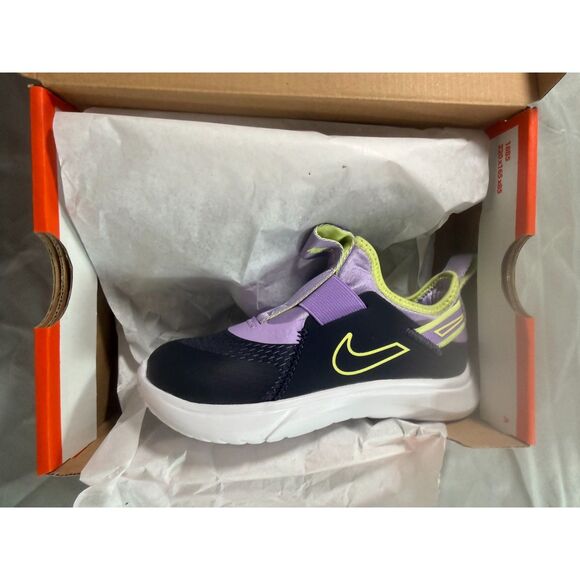 NIB! Nike Flex Plus (TD) Running Shoes - Purple/Black/Lime Size 10c - Picture 2 of 8
